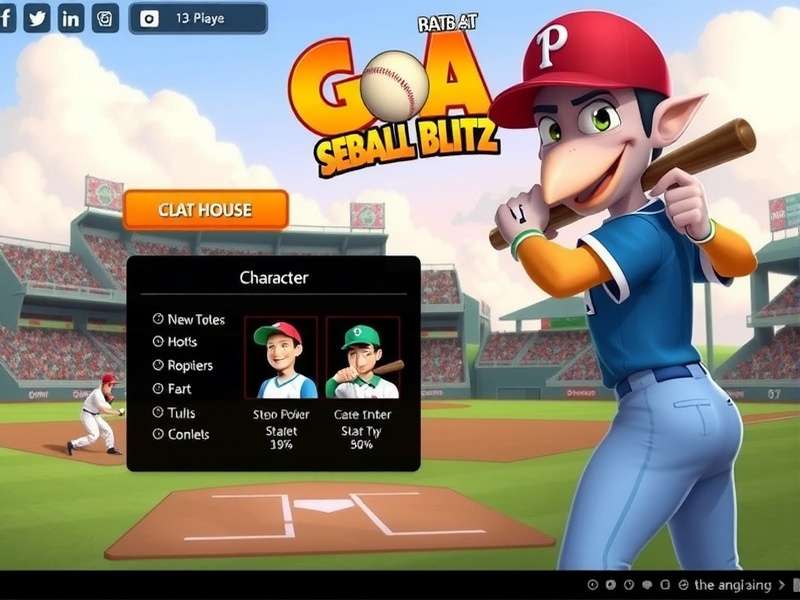 Goa Baseball Blitz gameplay screenshot showing batting interface
