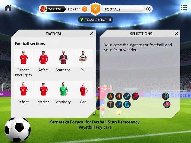 Karnataka Football Stars tactical setup screen showing formation and player instructions