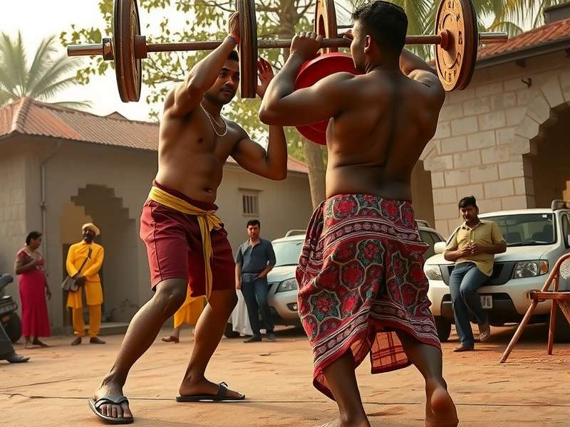 Demonstration of proper lifting technique in Agonda Strongman Duel