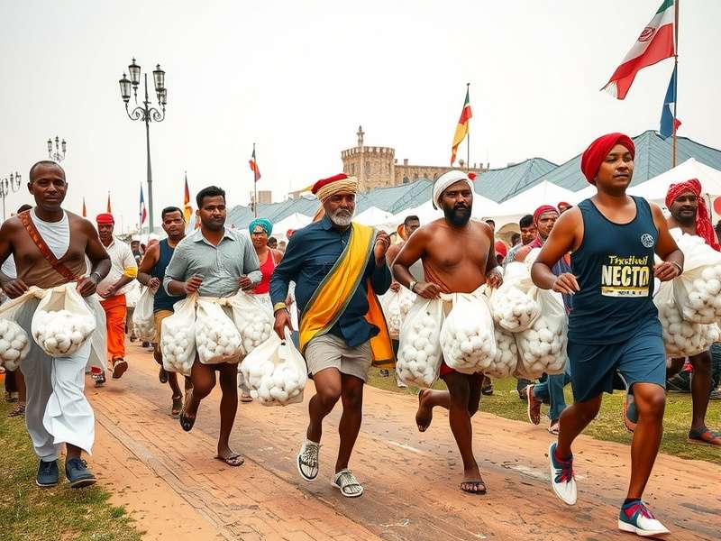 Historical depiction of traditional Indian cotton racing
