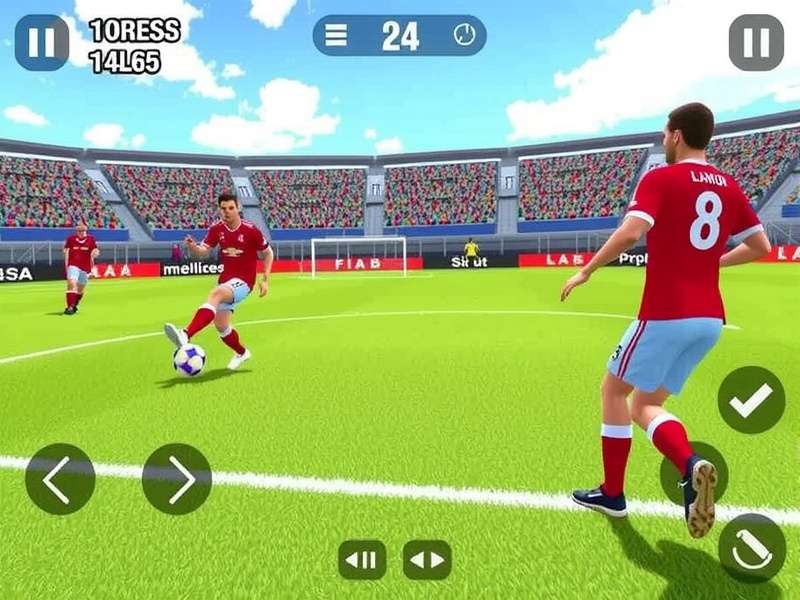 FIFA Mobile gameplay on a smartphone showing intense match action