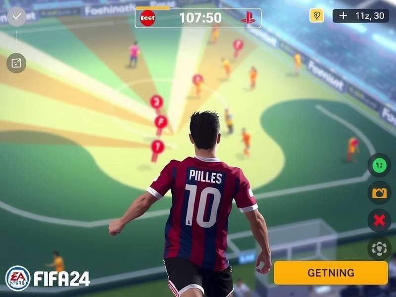 FIFA Mobile 2024 gameplay screenshot showing a match scene