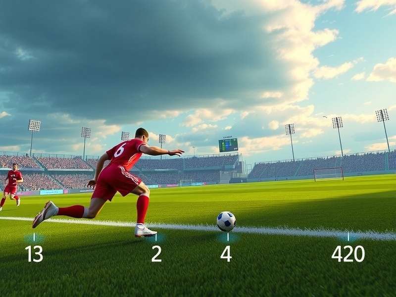 Mobile football gaming scene with smartphone showing FIFA Mobile gameplay