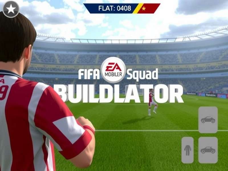 FIFA Mobile Squad Builder Simulator interface showing team chemistry and player positions