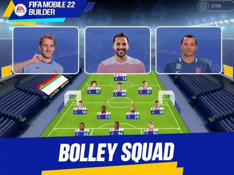 FIFA Mobile 22 Squad Builder interface showing a high-rated team