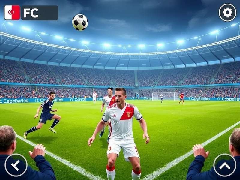 FC Mobile gameplay on mobile device showing football match