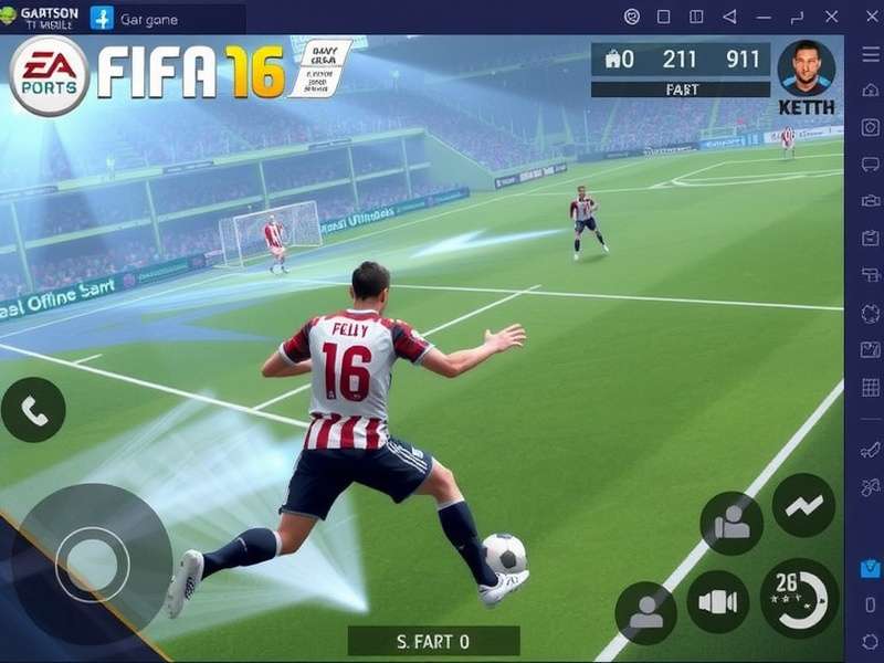FIFA Mobile gameplay on PC with keyboard controls visible