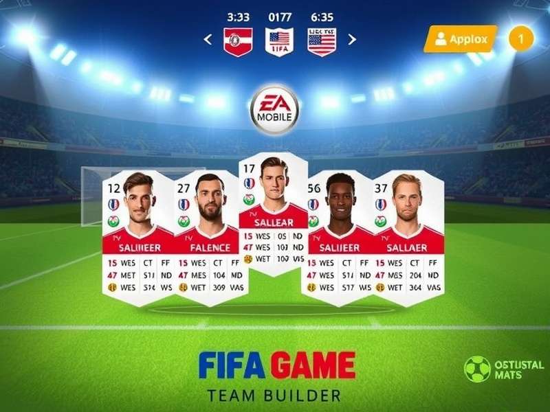 FIFA Mobile Team Builder interface showing squad management and player cards
