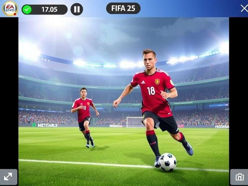FIFA Mobile 25 gameplay screenshot showing intense match action