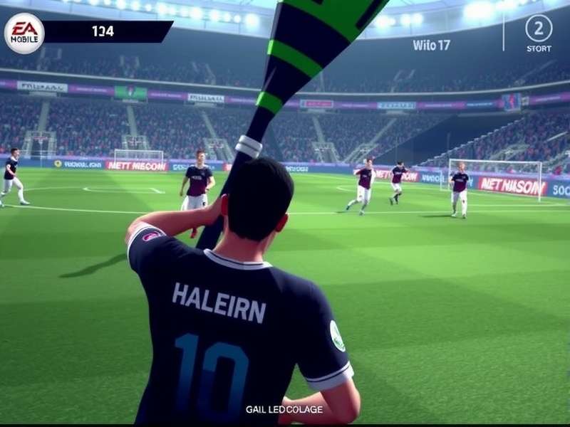FIFA Mobile gameplay no commentary action shot on mobile device